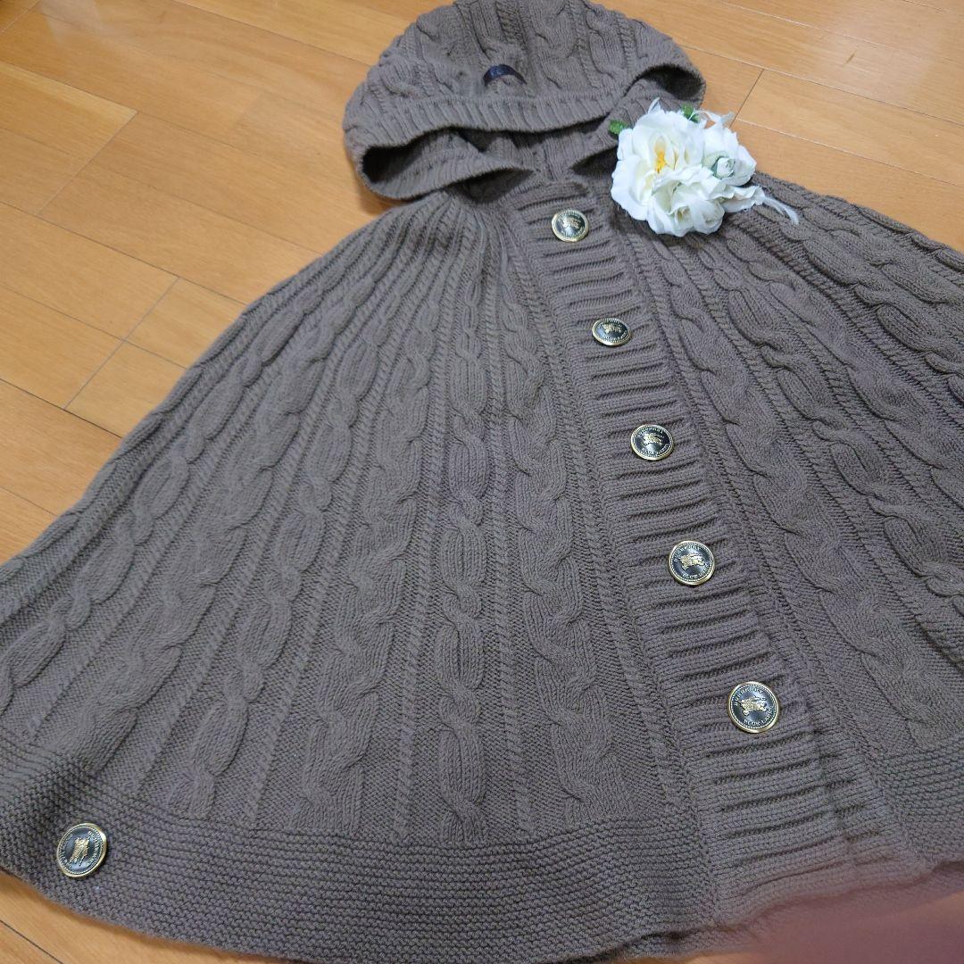 ✨BURBERRYBLUELABEL✨ニット✨ポンチョ✨フード付き✨３８