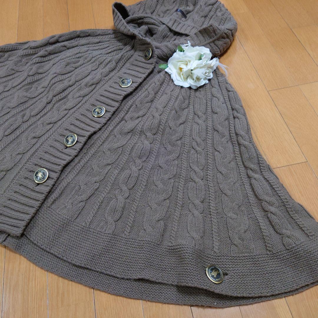 ✨BURBERRYBLUELABEL✨ニット✨ポンチョ✨フード付き✨３８