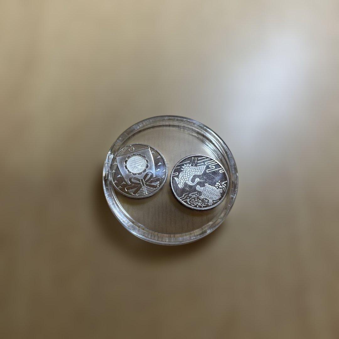 純銀メダル　2枚セット　造幣局製　敬老貨幣セット出し　約11g