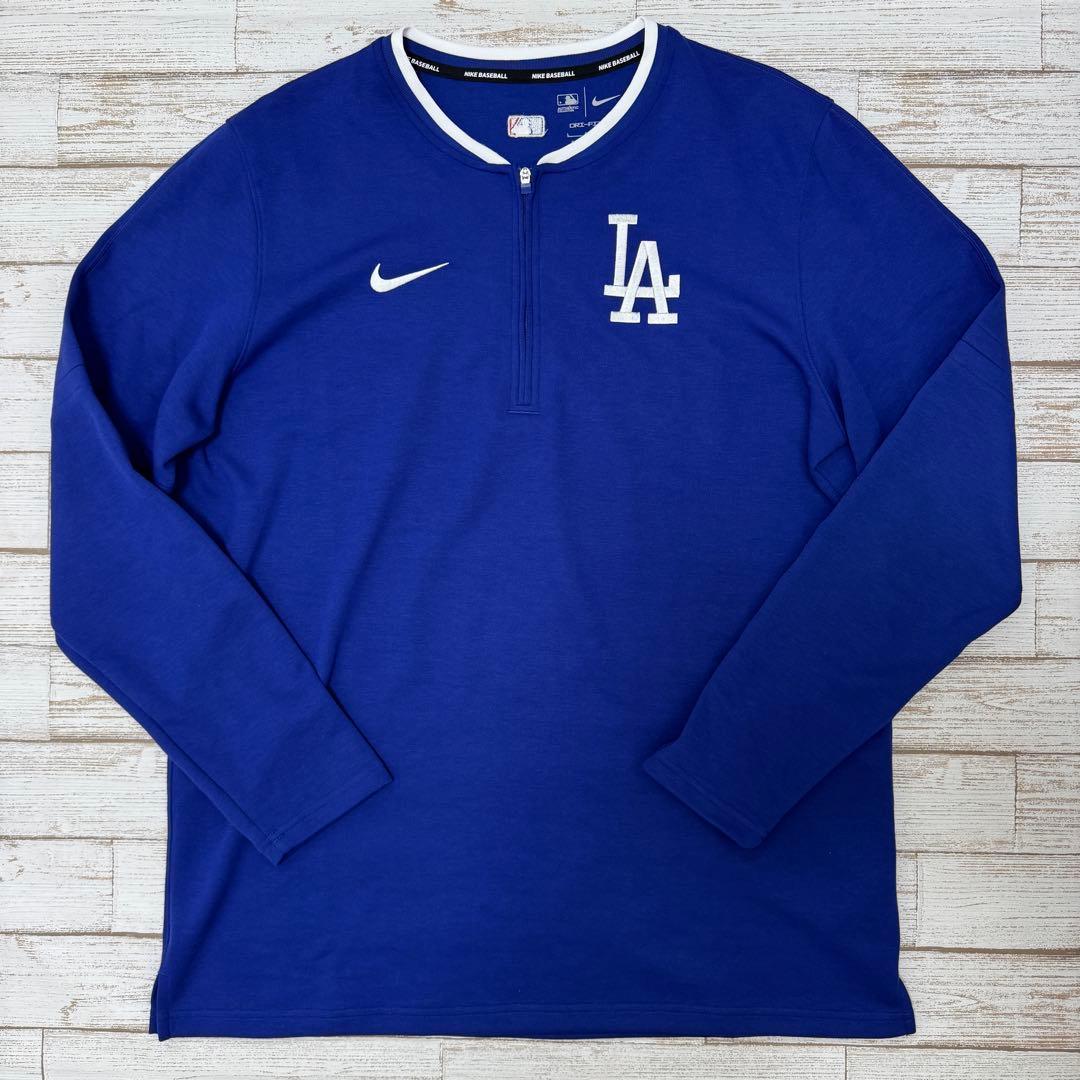 【美品】ドジャース ナイキ ハーフジップ ロングスリーブ トップ Lサイズ