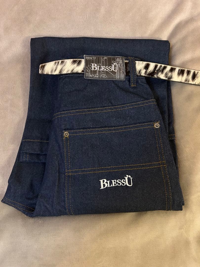BLESSU ブレスユー ブルーデニム ダブルニー バギーデニム Sサイズ