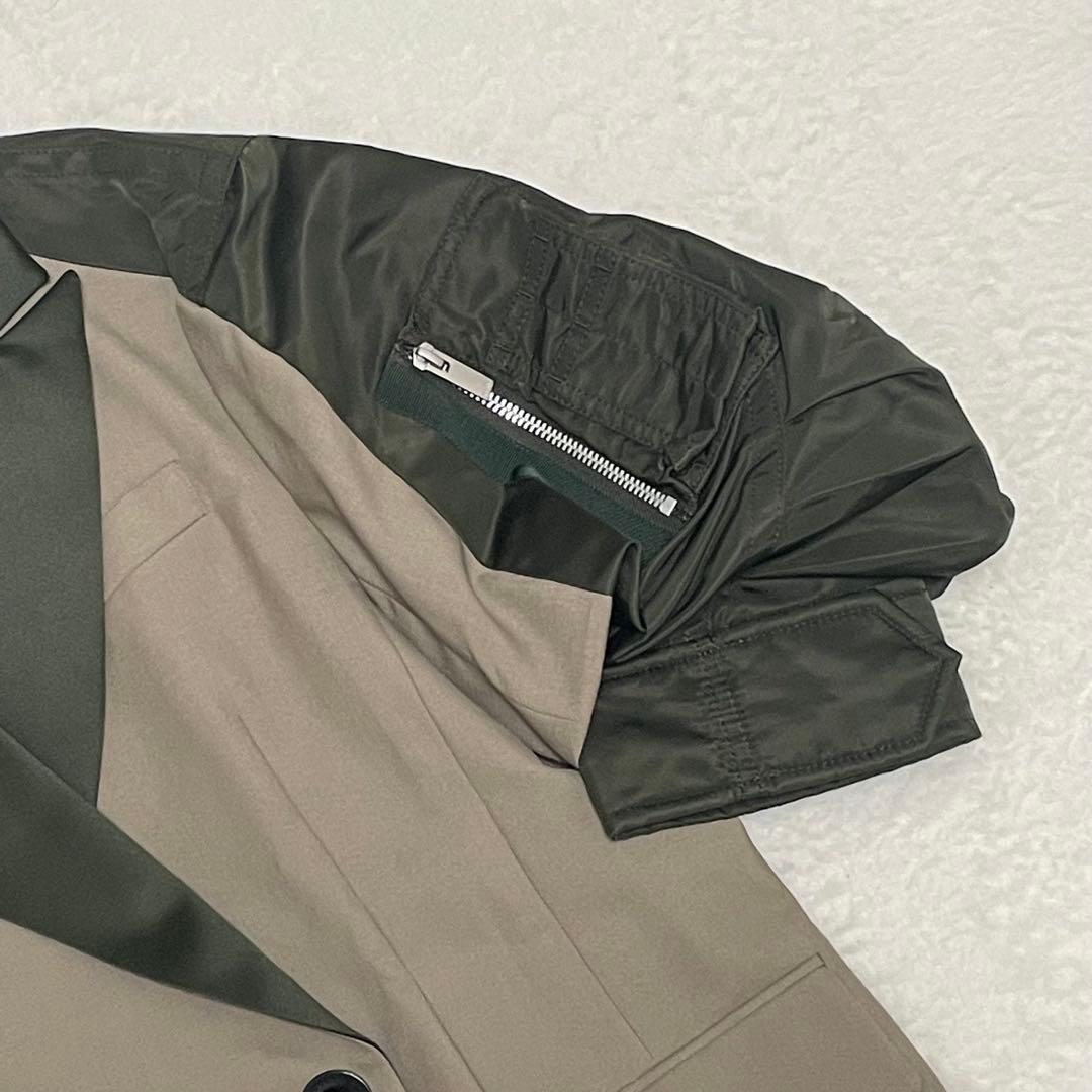 サカイ Nylon Twill Mix Jacket パフスリーブ ジャケット
