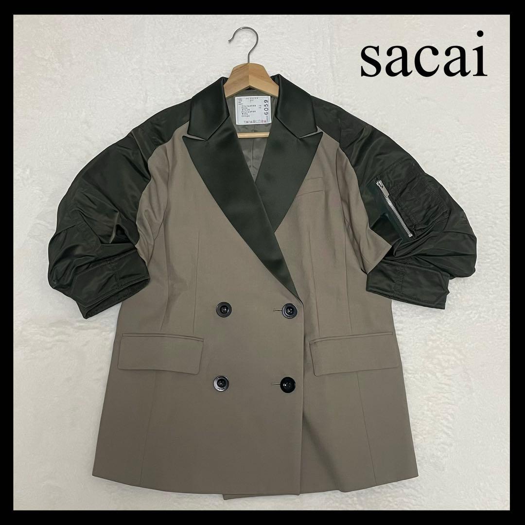 サカイ Nylon Twill Mix Jacket パフスリーブ ジャケット