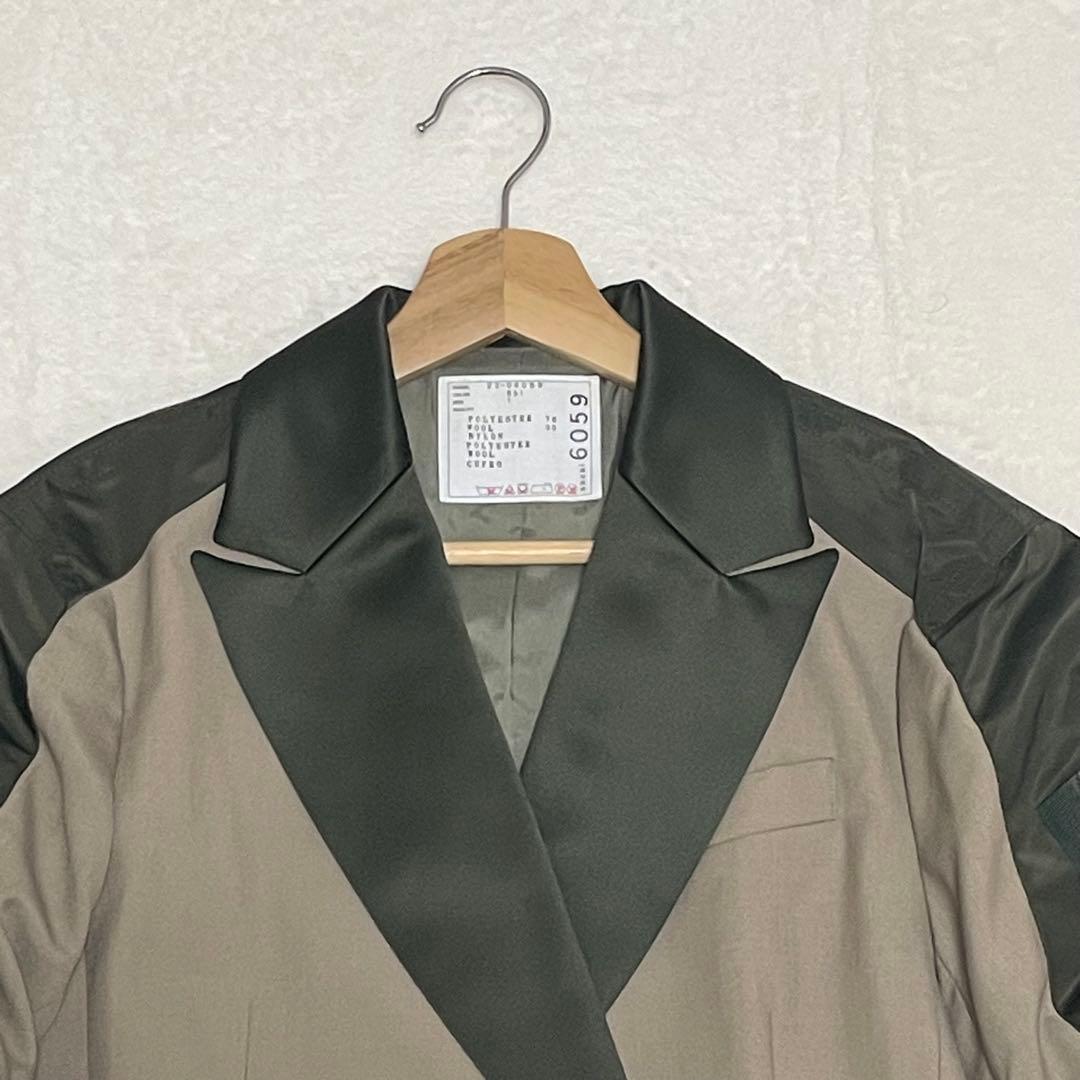 サカイ Nylon Twill Mix Jacket パフスリーブ ジャケット