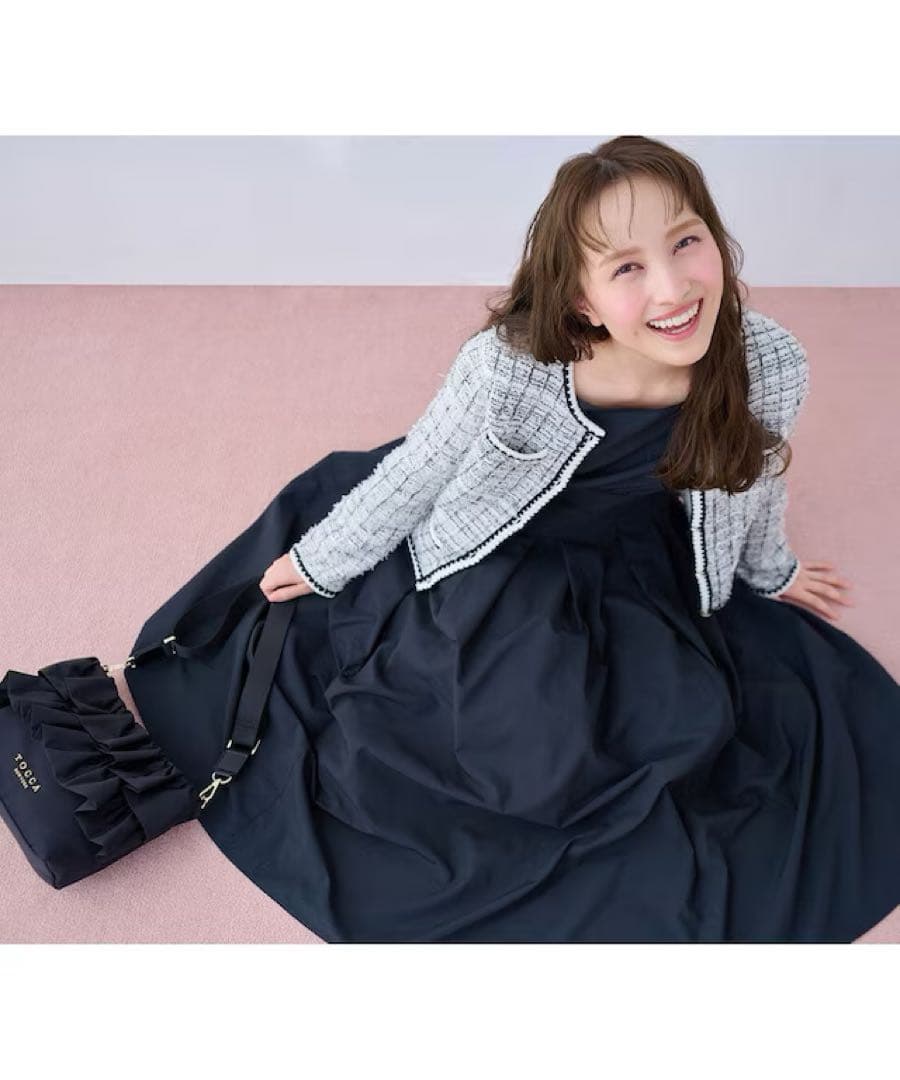 キティ 美品 TOCCA POLKA RAIN ドレス ネイビー