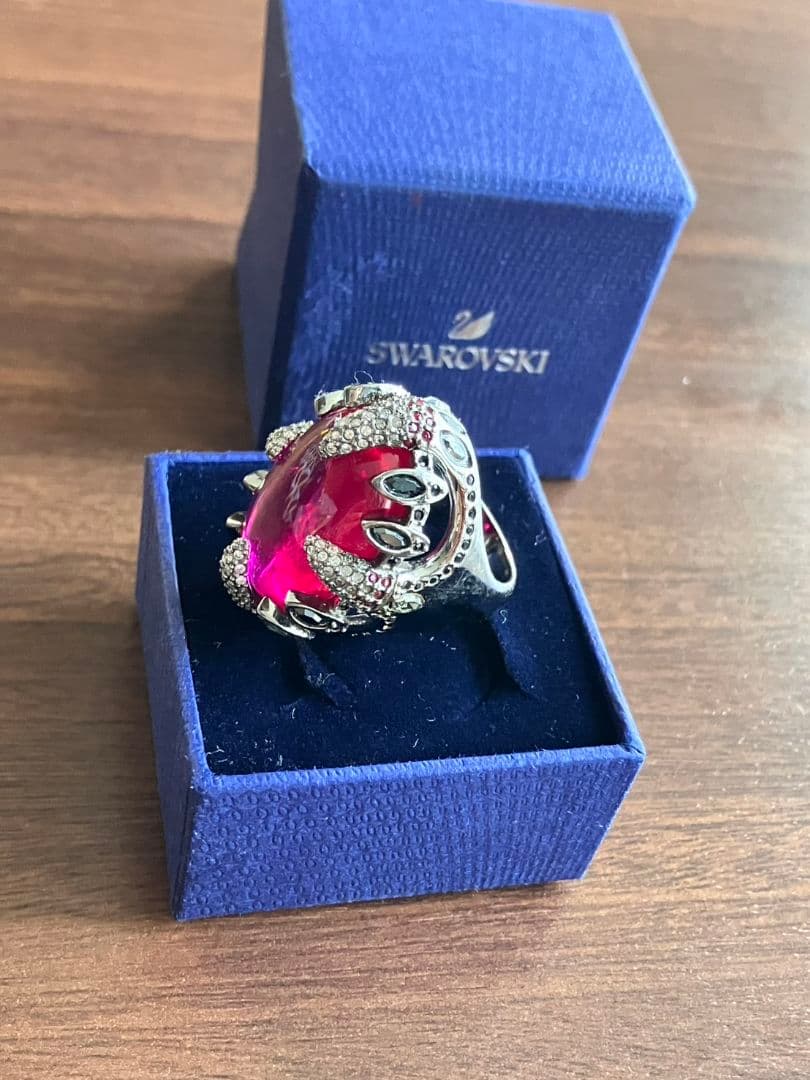 ★Luna★SWAROVSKI　リング【10号】レッド&シルバースワロ