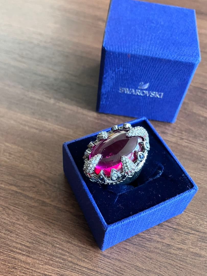★Luna★SWAROVSKI　リング【10号】レッド&シルバースワロ