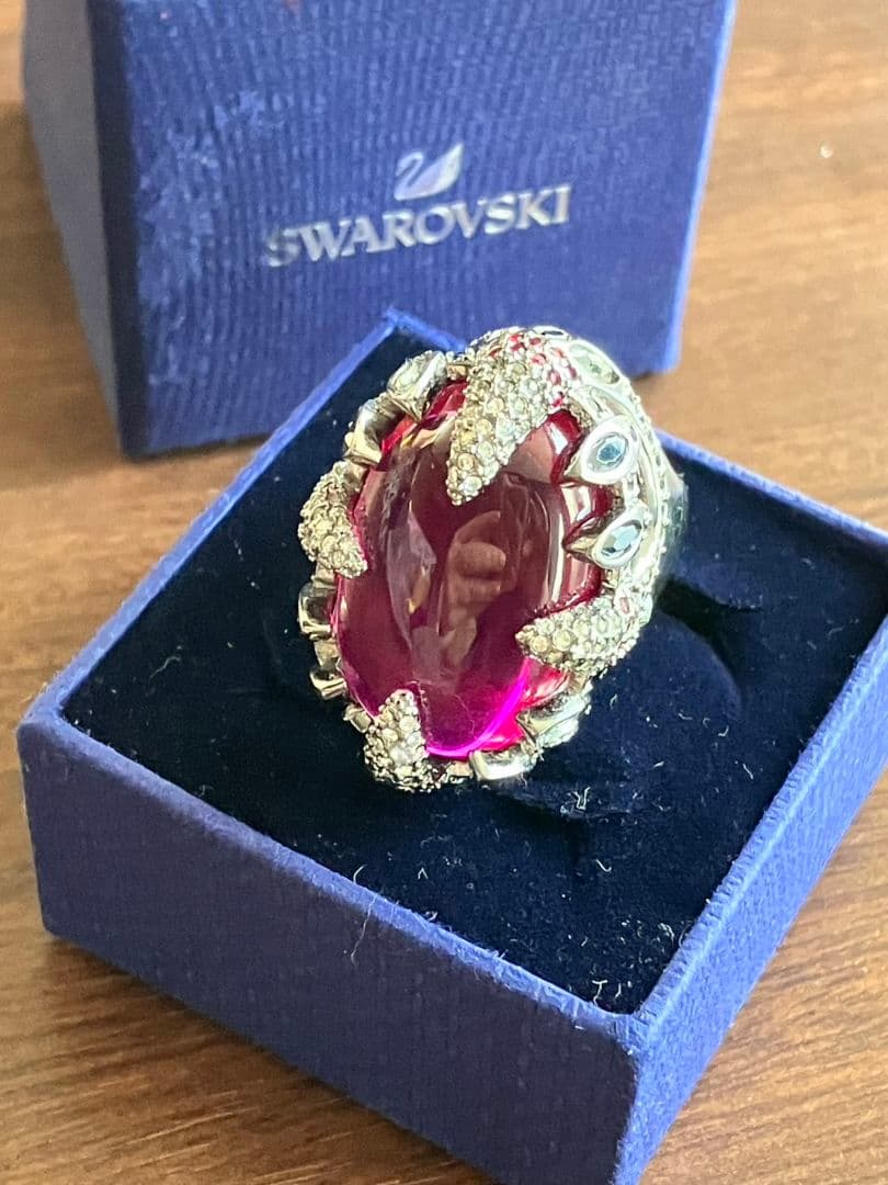 ★Luna★SWAROVSKI　リング【10号】レッド&シルバースワロ