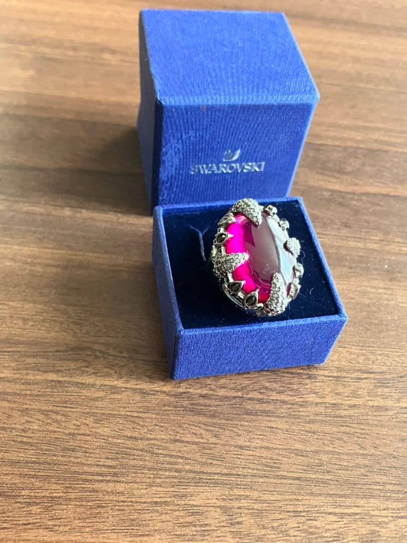 ★Luna★SWAROVSKI　リング【10号】レッド&シルバースワロ