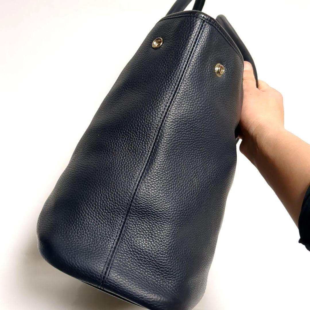 ✨バーニーズニューヨーク✨トートバッグ ネイビー レザー シボ革 A4