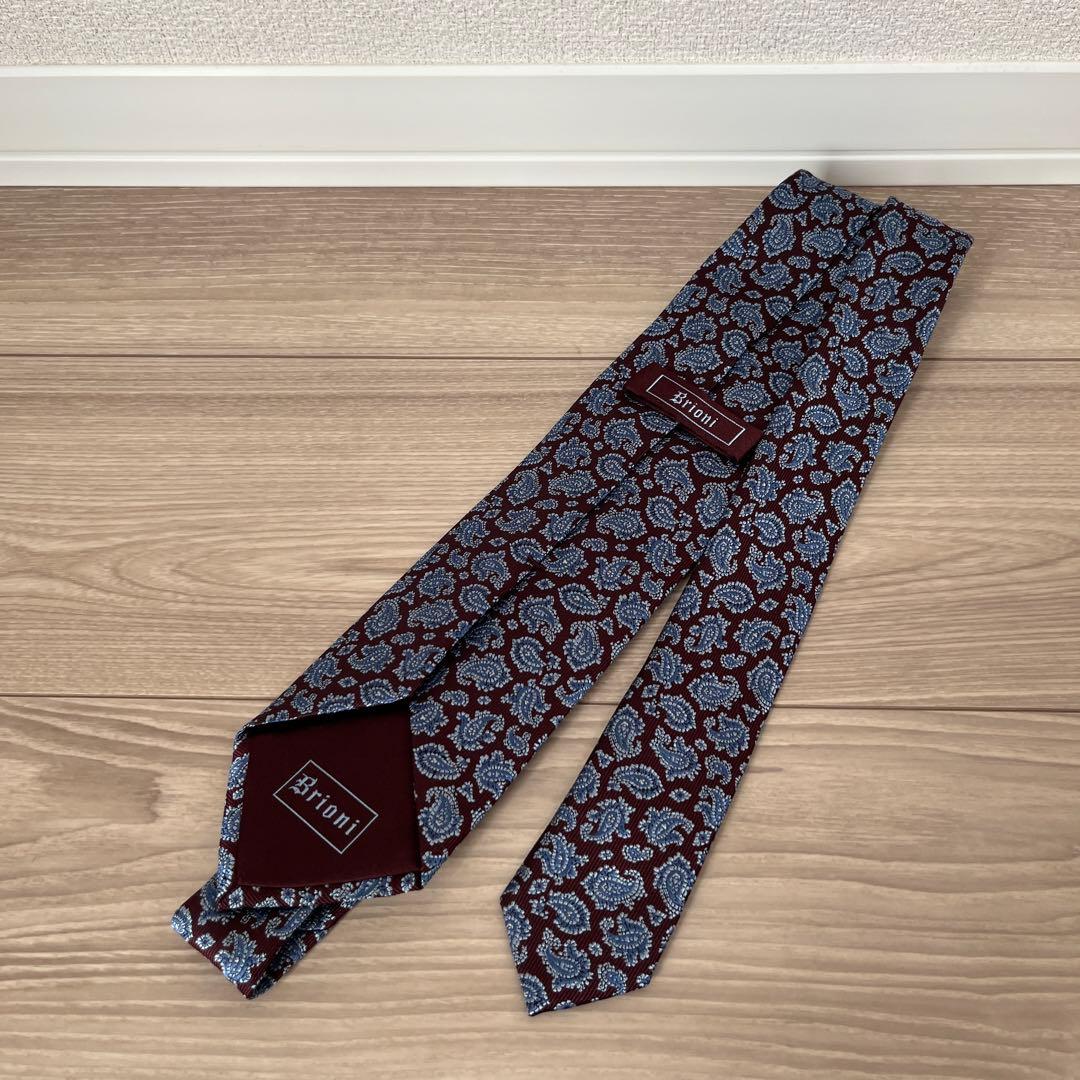 【試着のみ美品】高級 Brioni シルク100% ペイズリー ネクタイ