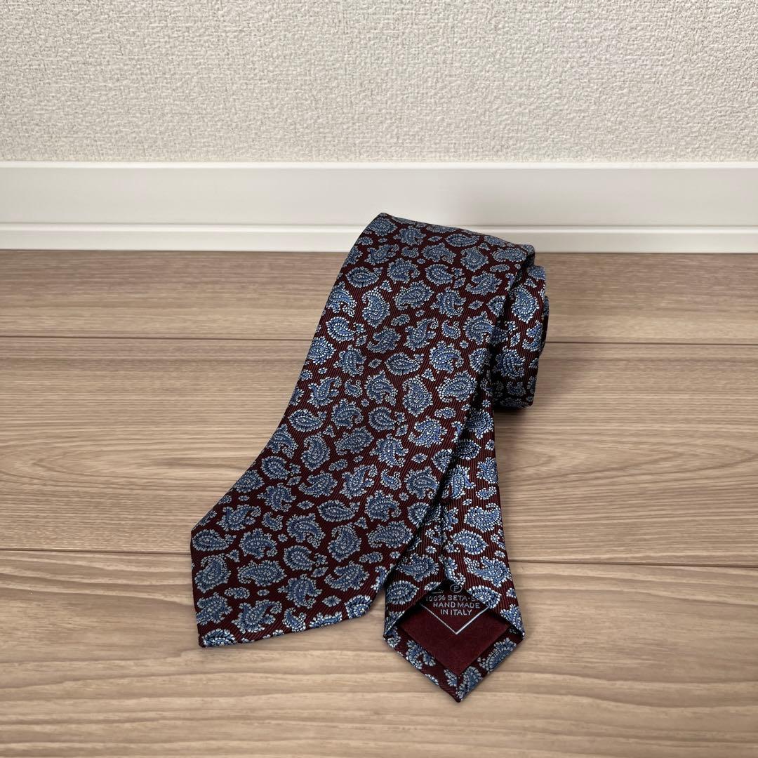 【試着のみ美品】高級 Brioni シルク100% ペイズリー ネクタイ