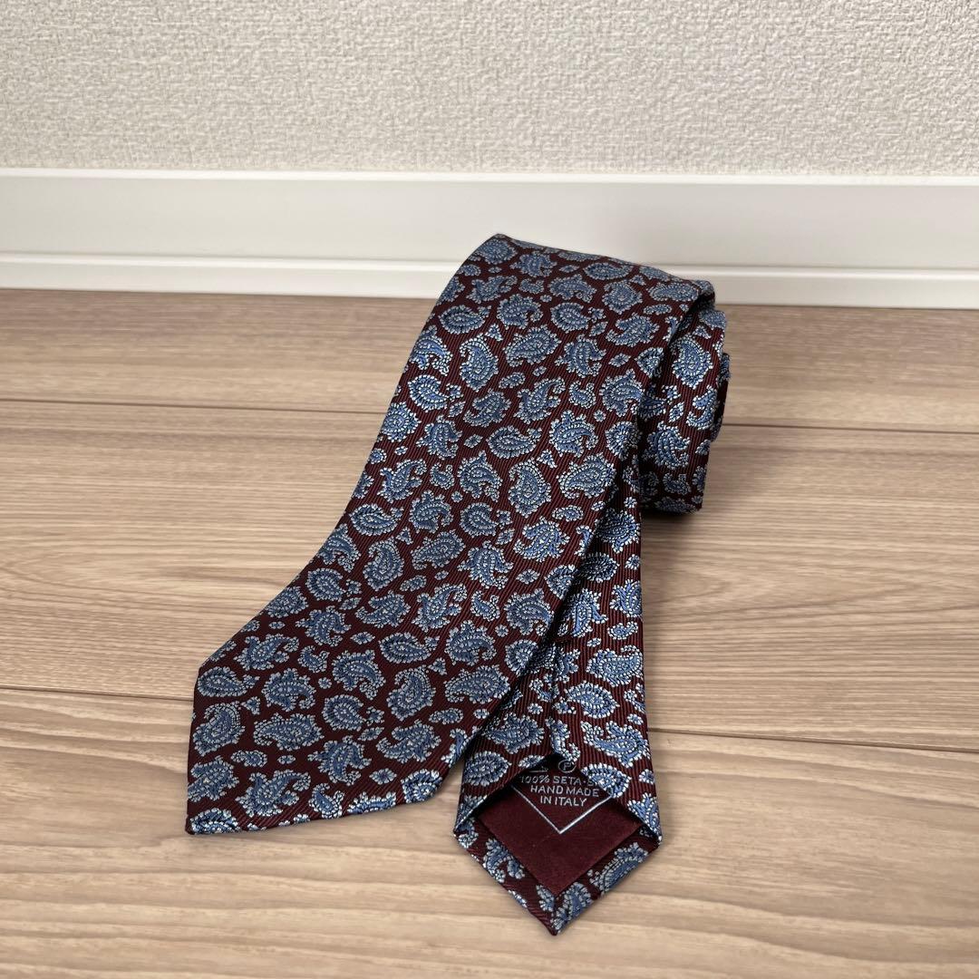 【試着のみ美品】高級 Brioni シルク100% ペイズリー ネクタイ