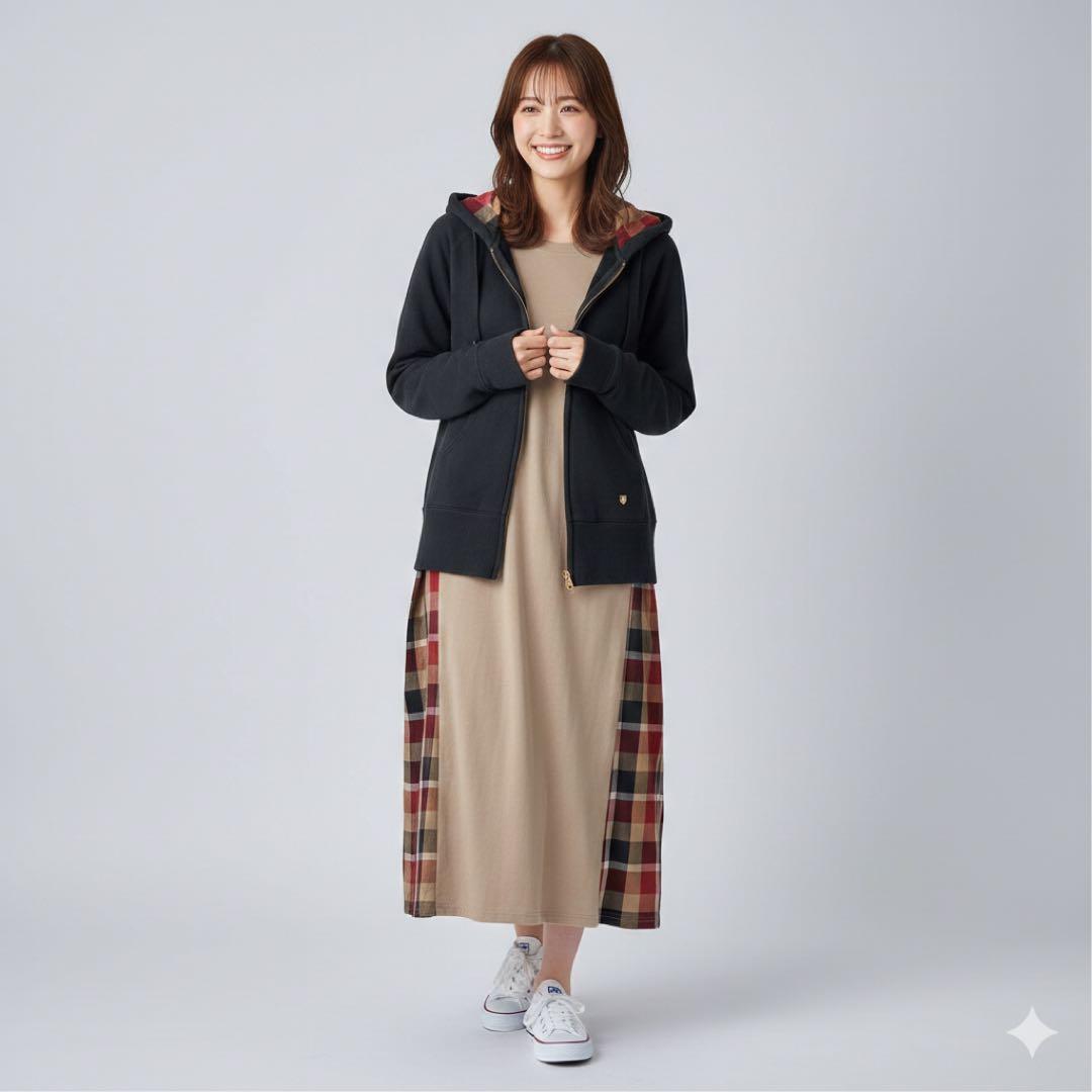 極美品 ブルーレーベルクレストブリッジ ジップパーカー チェック 金ロゴ 38