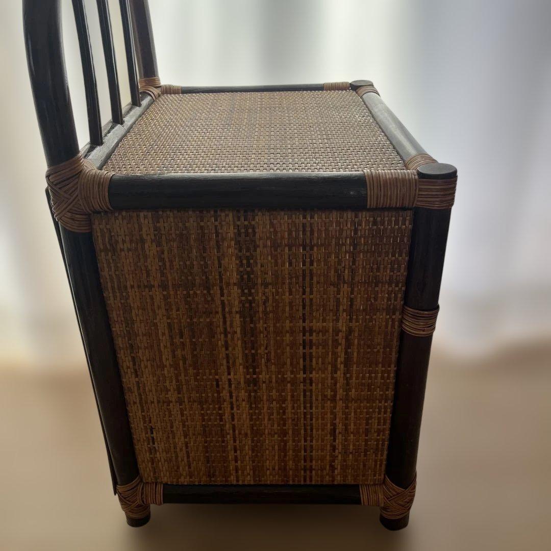 美品　昭和　レトロ　アジアン　ラタン　電話台