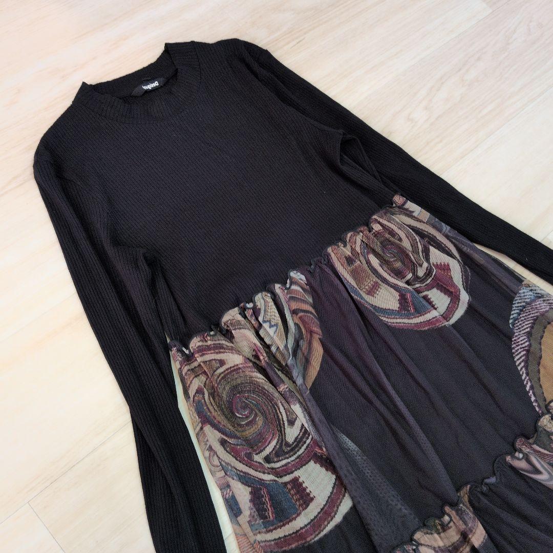 Desigual 長袖 ワンピース 黒 ブラック　XL