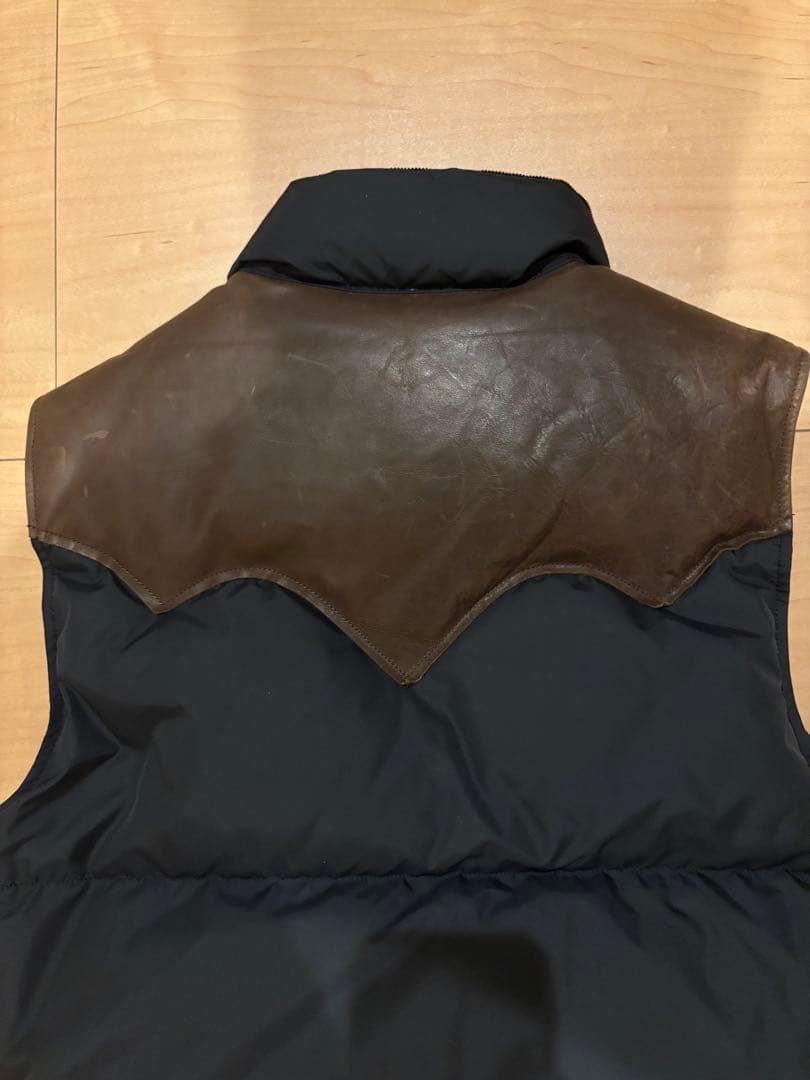美品　RRLダブルアールエル　レザー切り替えダウンベストXS