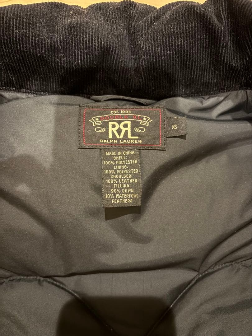 美品　RRLダブルアールエル　レザー切り替えダウンベストXS