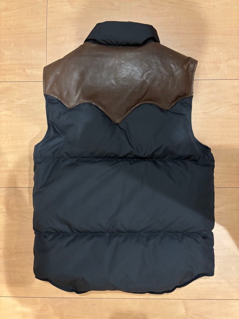 美品　RRLダブルアールエル　レザー切り替えダウンベストXS