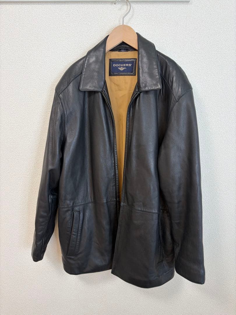 【希少ラムレザー】90s DOCKERS 本革 レザーコート M(L相当) 黒