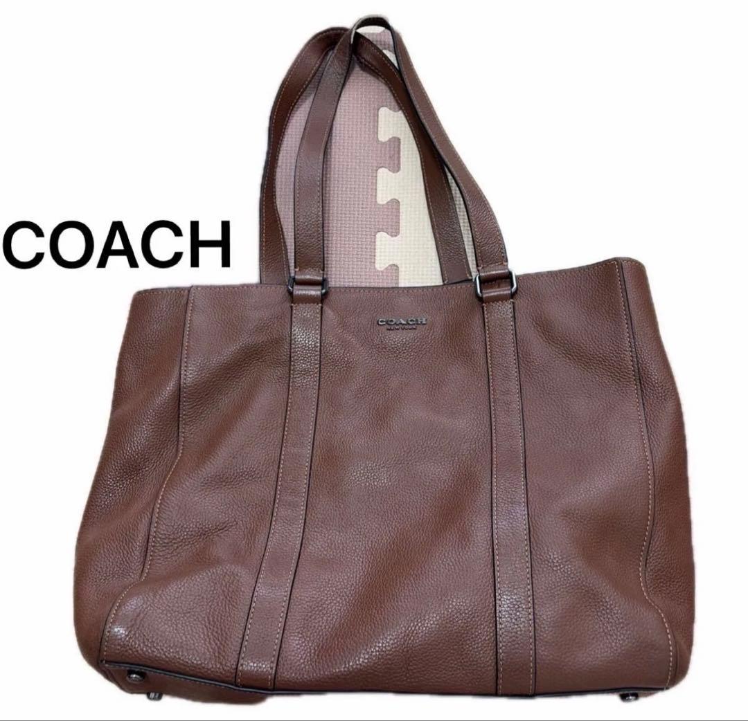 コーチ　ビジネスcoach ブラウンレザートートバッグ　ブラウン