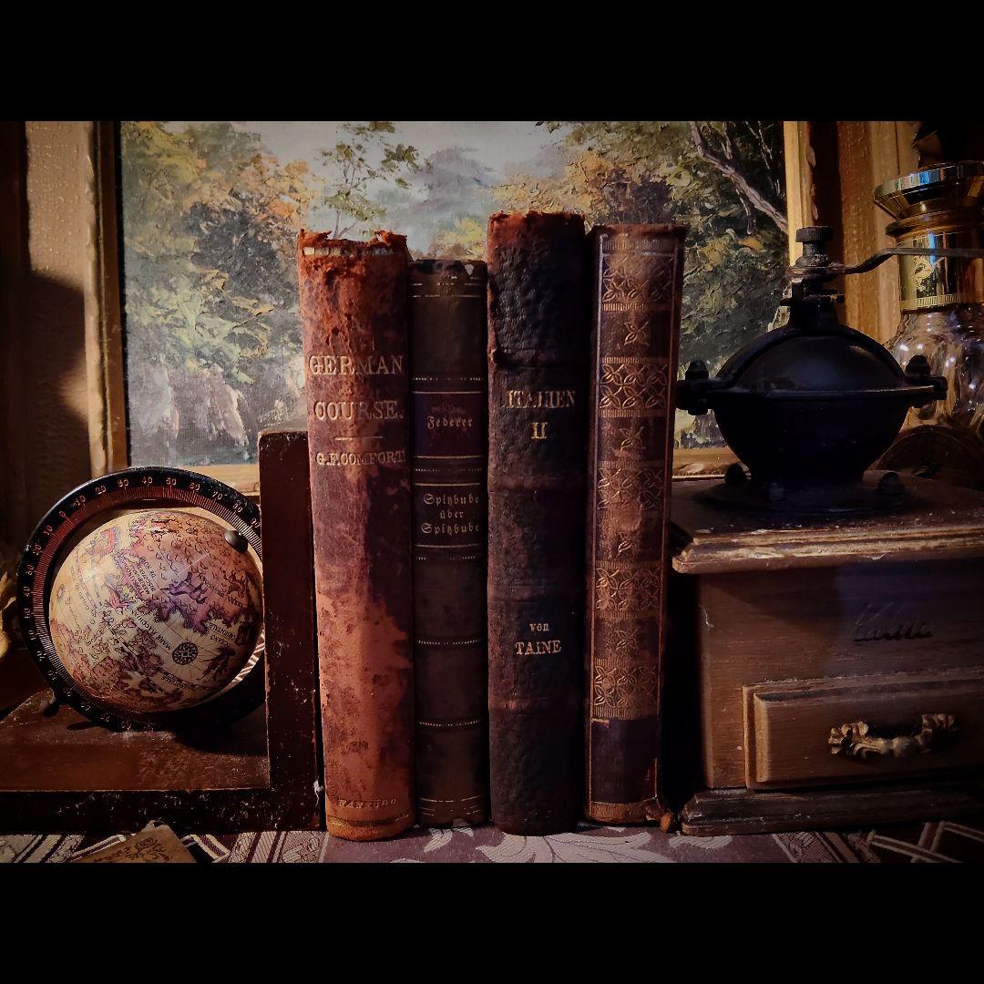 ⭐約１２０年前【ドイツ製の古い洋書】革製の高級感ある洋古書 ４冊