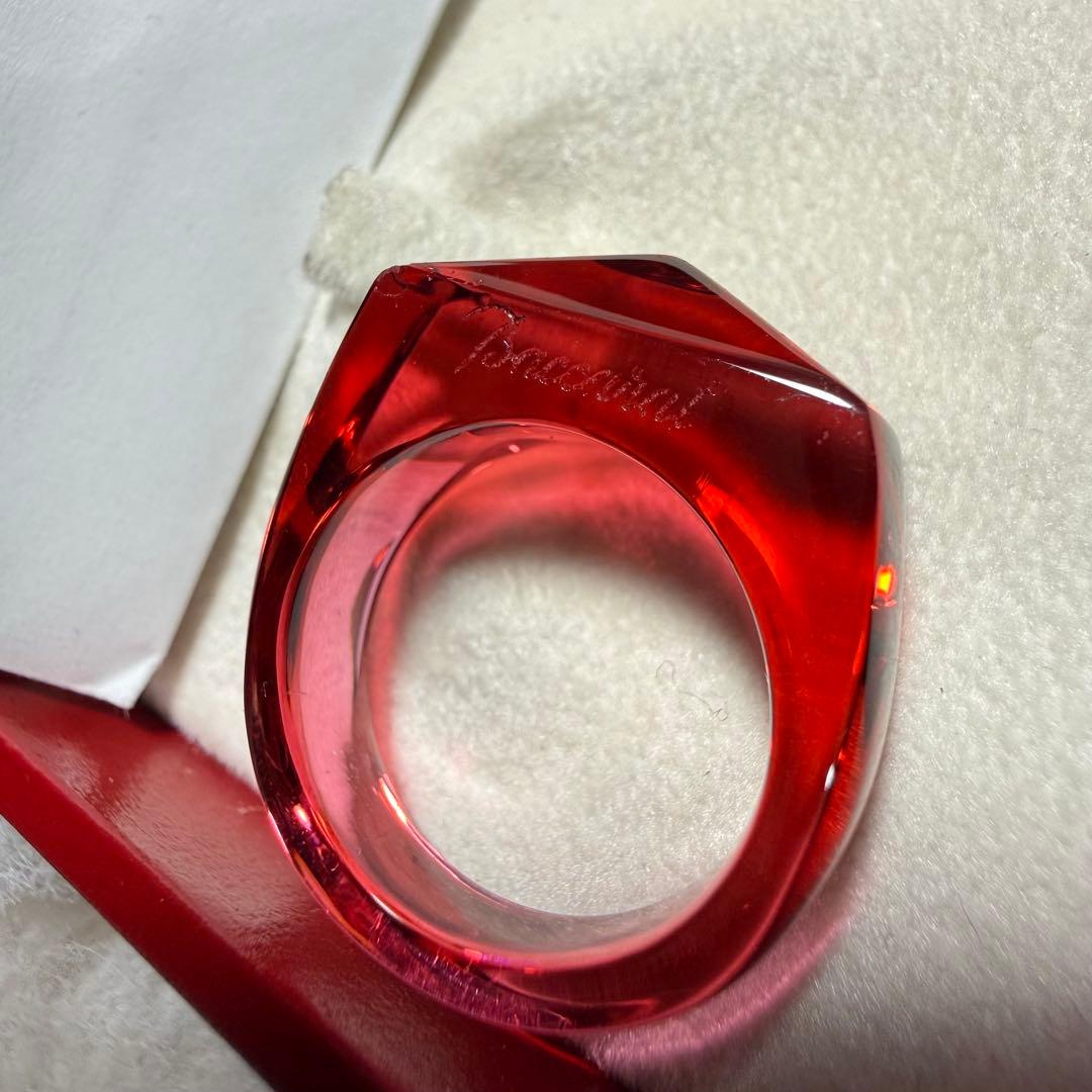 Baccarat バカラ赤色クリスタルリング　7号