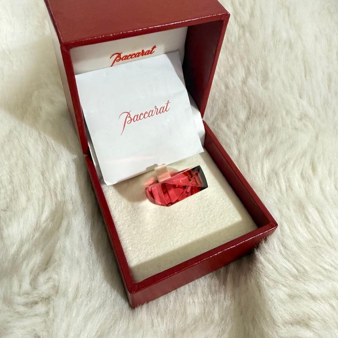 Baccarat バカラ赤色クリスタルリング　7号