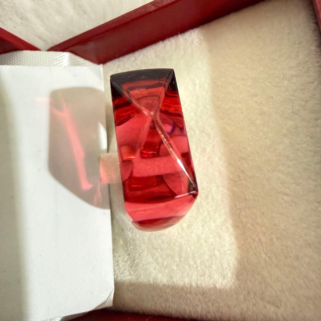 Baccarat バカラ赤色クリスタルリング　7号