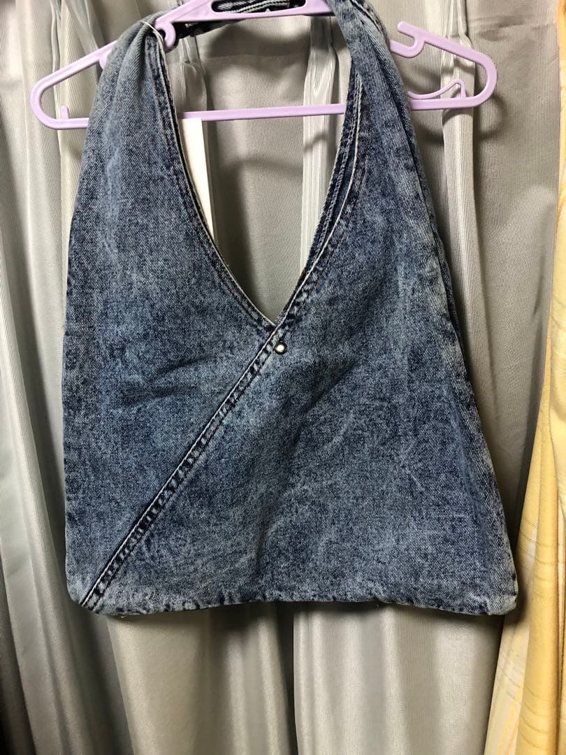 ロジャーアンドロウ　デニム 切り替えニットパーカー黒×白モノトーン＋バッグ