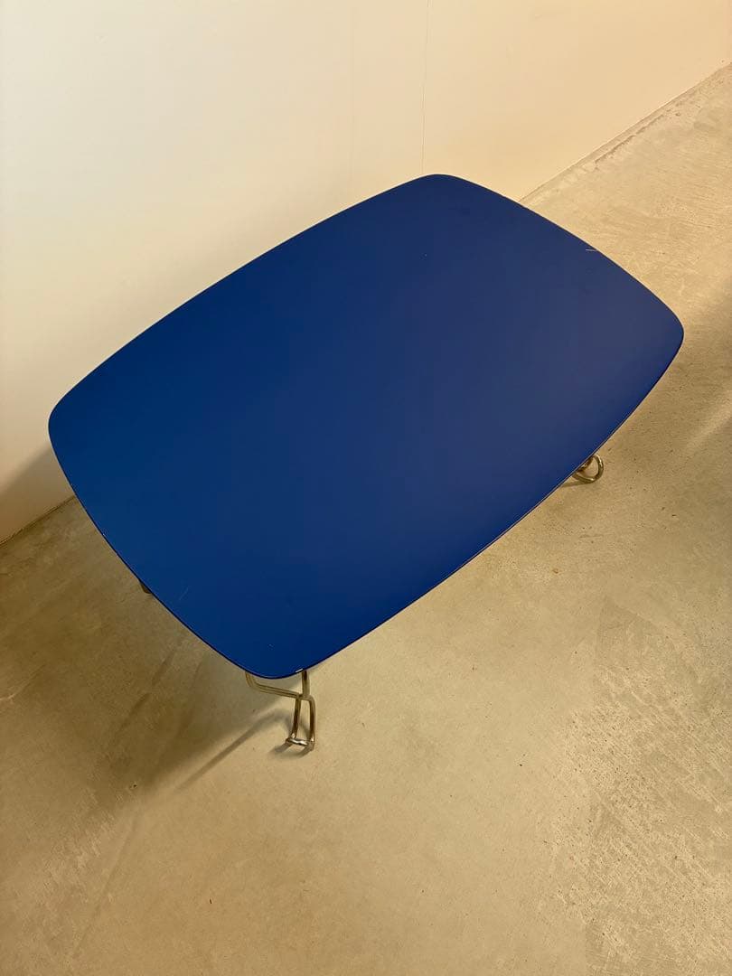 ポストモダン　ブルー　センターテーブル　机　ビンテージ　うねうね脚　レトロポップ
