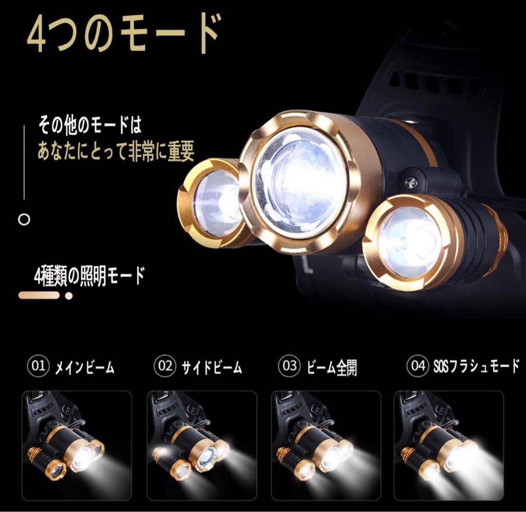ヘッドライト LED ヘッドランプ USB 充電式 センサー機能付き120°調整