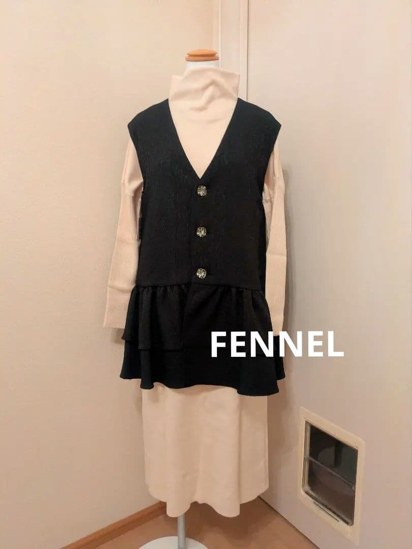 ヤマダヤ　FENNEL 24,000 ジャガードペプラムジレ　ブラック