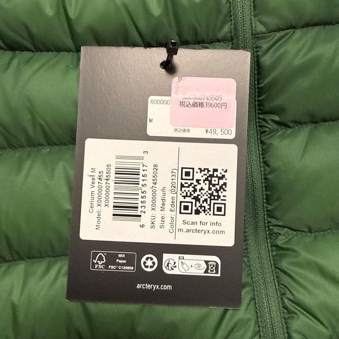 ARC'TERYX グリーンダウンベスト M