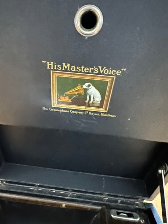 hismastersvoice蓄音機手巻きレコード　アンティークレコード付き