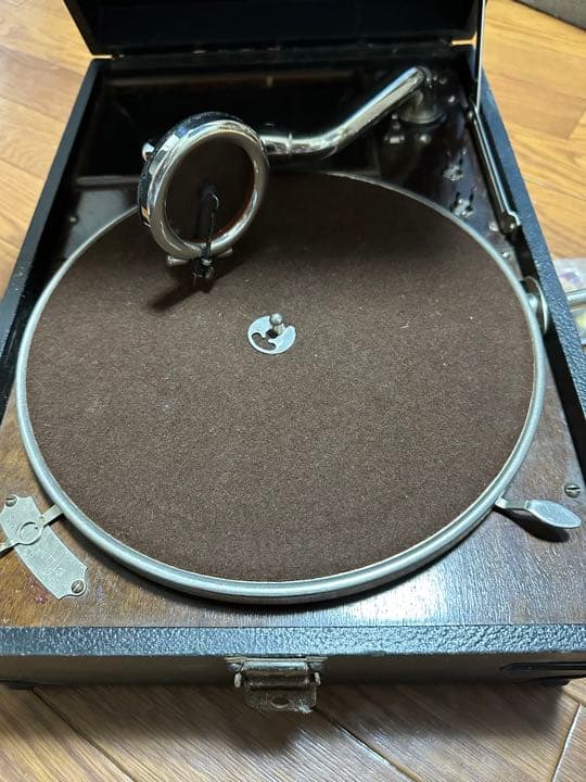hismastersvoice蓄音機手巻きレコード　アンティークレコード付き