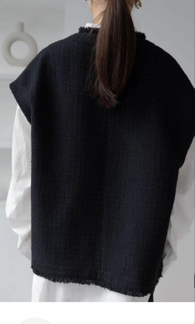 na.e ナエ Novel Tweed Vest ツイードベストブラック