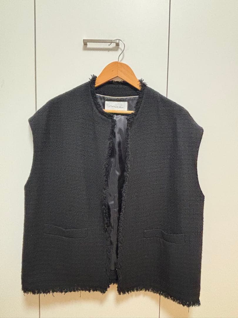 na.e ナエ Novel Tweed Vest ツイードベストブラック