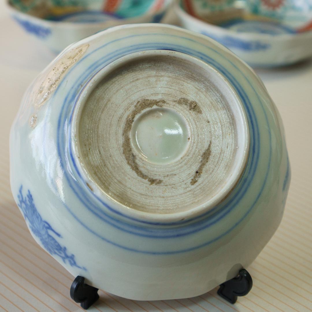 古伊万里　錦手　金彩色絵　膾皿　なます皿　5客