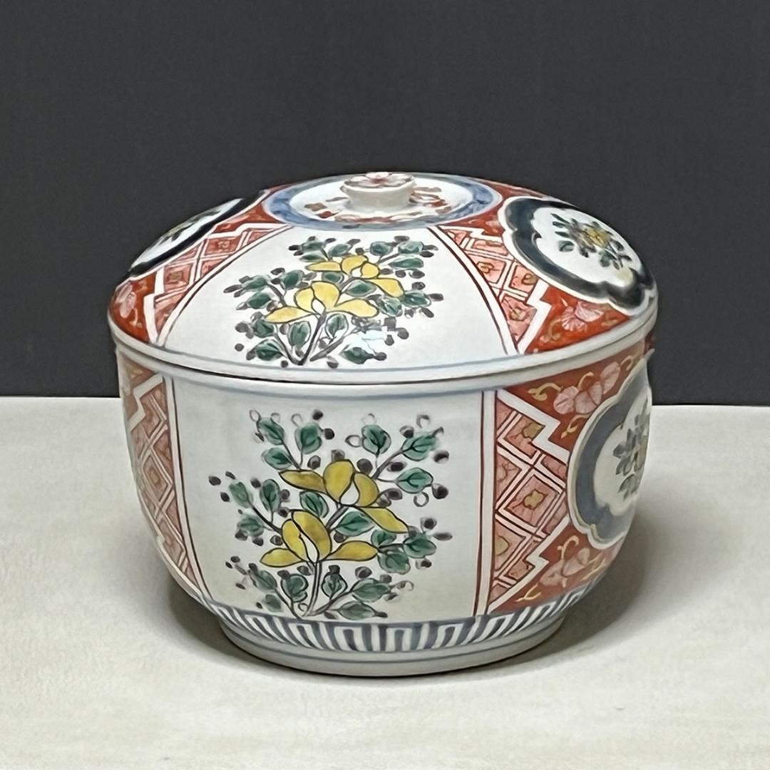 古伊万里 色絵 喰籠 蓋物 割絵 菓子器【k2938】