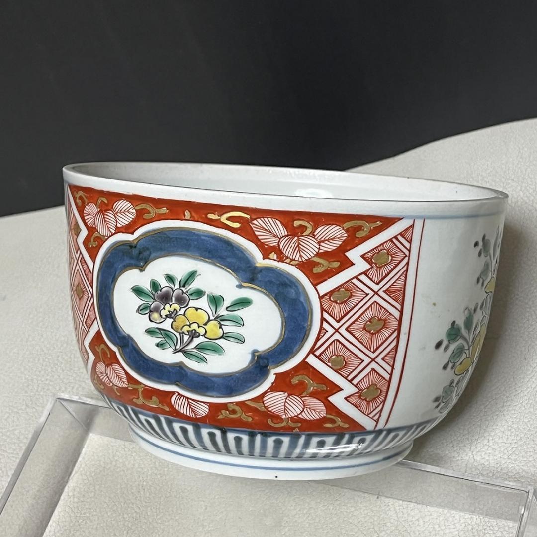 古伊万里 色絵 喰籠 蓋物 割絵 菓子器【k2938】