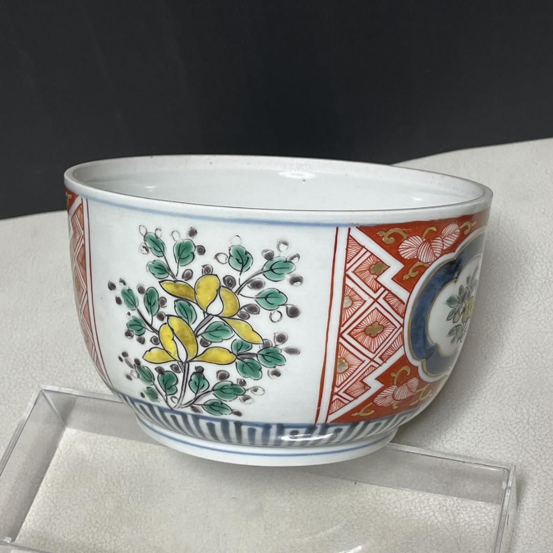 古伊万里 色絵 喰籠 蓋物 割絵 菓子器【k2938】