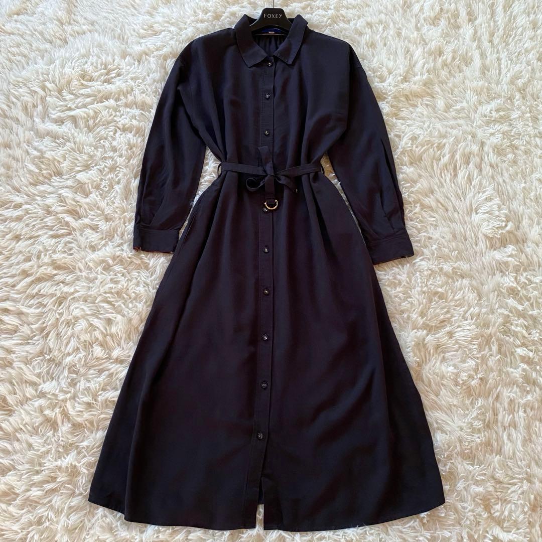 ブルーレーベルクレストブリッジ　シャツワンピース　ベルト　チェック　ロング