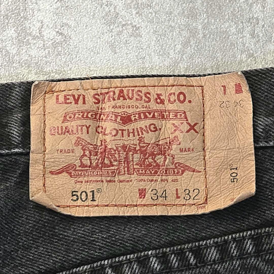 90s USA製 Levi's 501 ブラックデニム W34 後染め 米国製