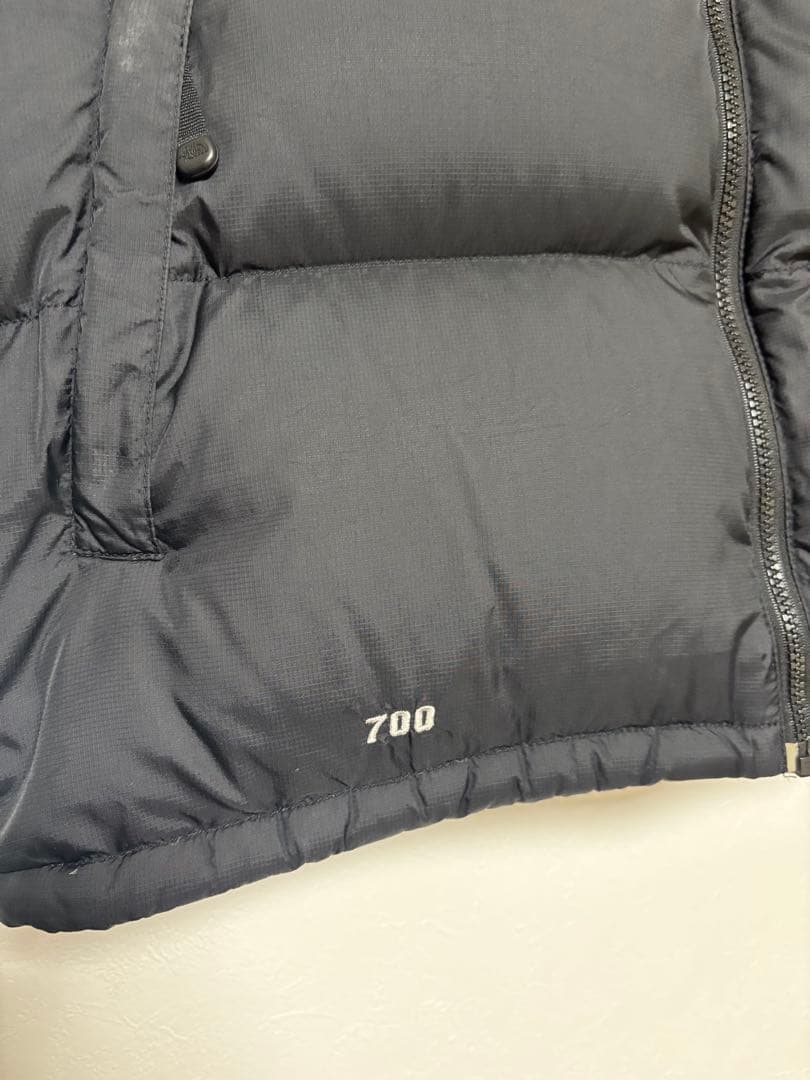 美品 ノースフェイス ヌプシ 700 センターロゴ ダウンベスト 肉厚 黒 XL