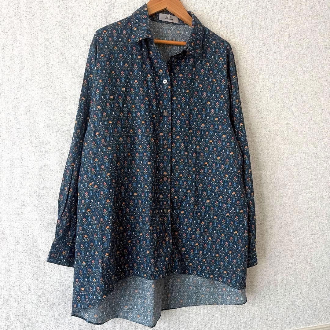 Leilian レリアン　シャツ　ブラウス　上質コットン　チュニック風シャツ