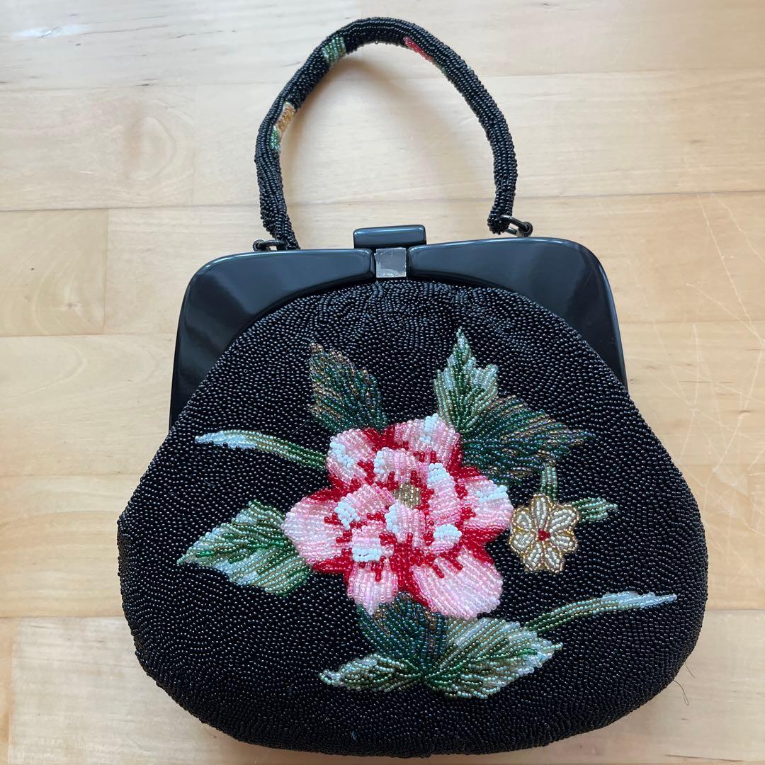 希少　花柄ビーズ刺繍 和装用バッグ