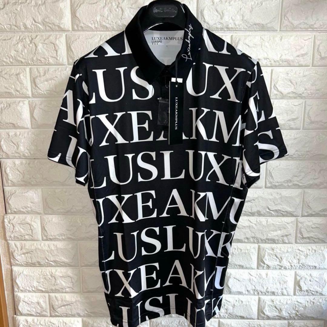【新品】LUXEAKMPLUS AKM／総柄ロゴ ゴルフウェア ポロシャツ L