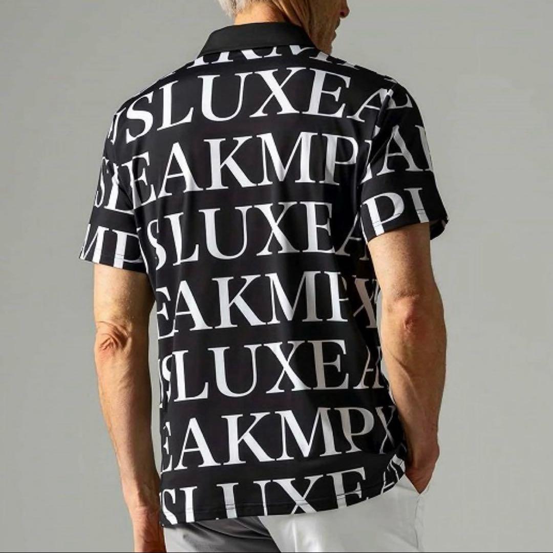 【新品】LUXEAKMPLUS AKM／総柄ロゴ ゴルフウェア ポロシャツ L