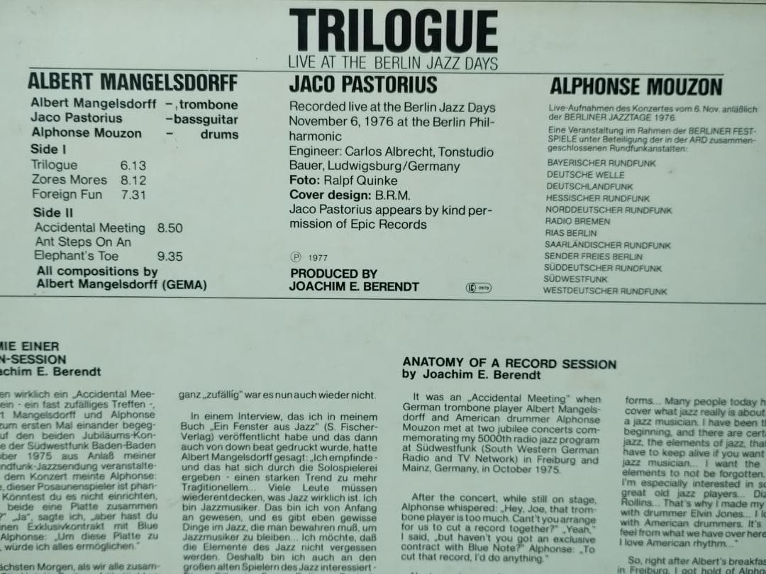 ●TRILOGUE LIVE★西ドイツ盤★アナログ盤★4471TPR